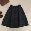 Highly Recommended: Women's Retro Woolen A-Line Midi Skirt, Korean Minimalist Pleated Design, Slim-Fitting for Autumn/Winter.