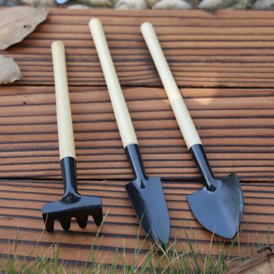 3-Piece Mini Garden Tool Set - Metal Hand Trowels and Rake for Potted Plants, Flowers & Vegetables - Manual Gardening Supplies for Indoor and Outdoor