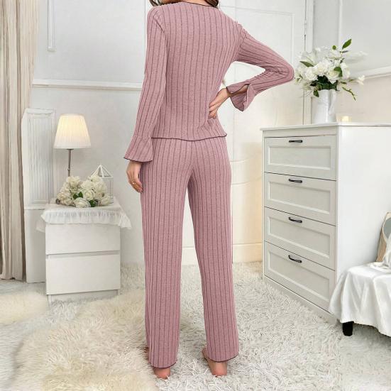 Women's 2 Piece Pajama Set Long-Sleeve Top with Bow And Long Pants Sleepwear Set Casual Fall Loungewear Pjs Set