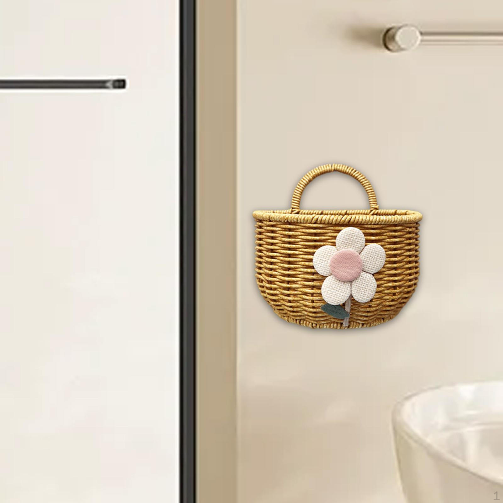 

Ручная плетеная корзина, подвесная, фермерская, многофункциональная, для хранения фруктов на стене Flower Small