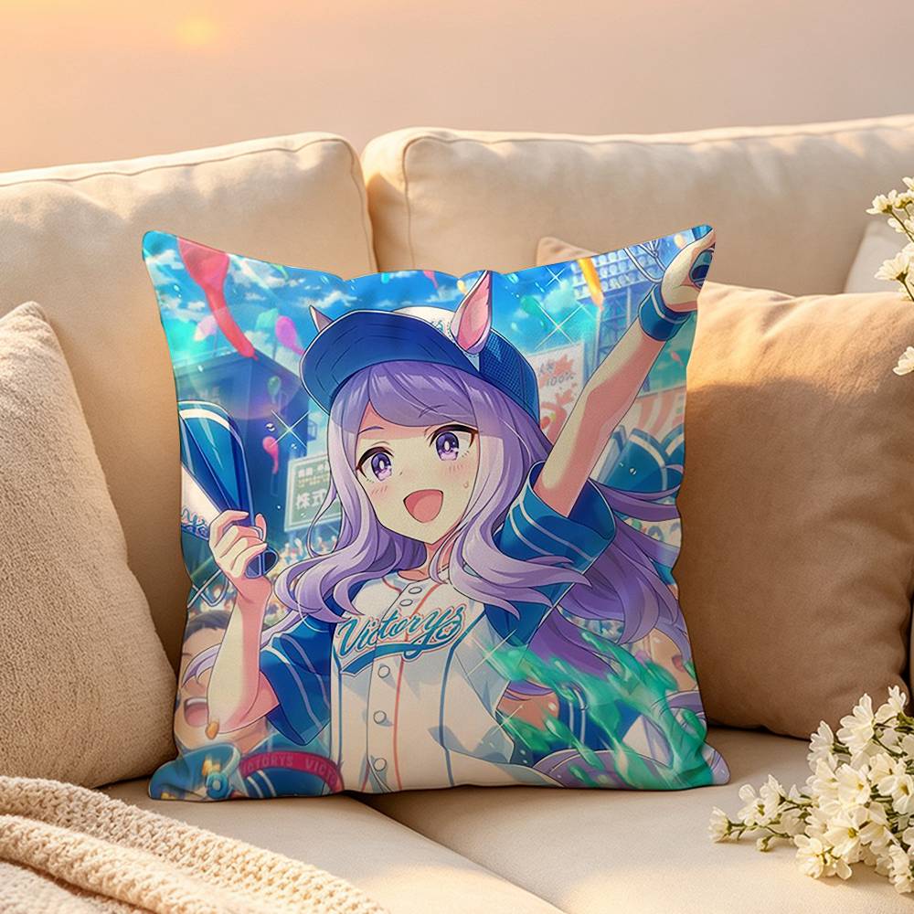 Cute Mejiro Mcqueen Uma Musume Pillow Case Pattern Printed Pillowcase For Living Room Sofa Cushion Cover