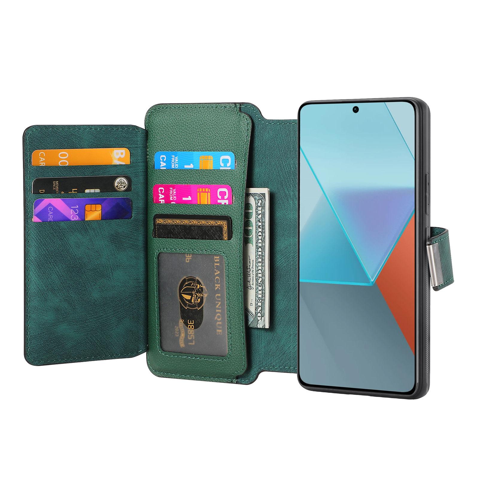

CASENEO MW-02 For Xiaomi Redmi Note 13 Pro+ 5G Case Magnetic Detachable Zipper Leather Cover Green
