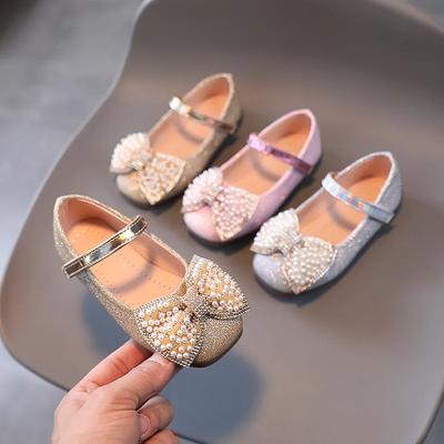Kids Sweet Leather Shoes Spring Autumn Luxury Bowknot Princess Shoes for Girls Fashion Wedding Party Versatile Children's Flats