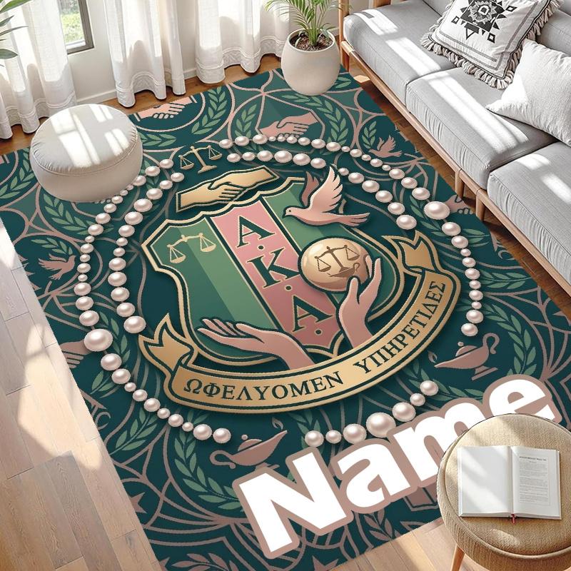 Custom Name Personalized Alpha Kappa Alpha Print Carpet, Versatile Home Decor Rug, for Playroom, Apartment, Balcony, Entryway, Hallway Gift