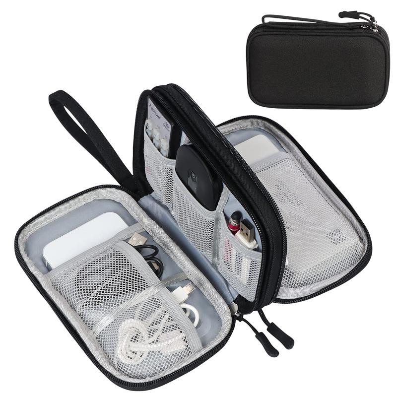 Nylon Storage Bags Double Layer Waterproof Travel Organizer For Earphone Mouse Charger Cable Hard Drives Electronics Accessories