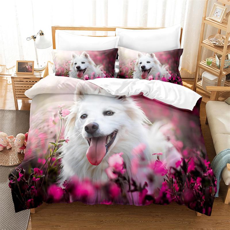 Uroczy Kot, Pies Pościel Kwiatowe Zwierzę Młodzieżowa Poszewka na Kołdrę Puchową Damska Poszewka na Kołdrę Puchową Sypialnia Wspaniała Pościel Zestaw Poszewek na Kołdrę King/Queen
