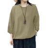 ZANZEA Women Casual Round Neck Loose Retro 3/4 Sleeve Blouse