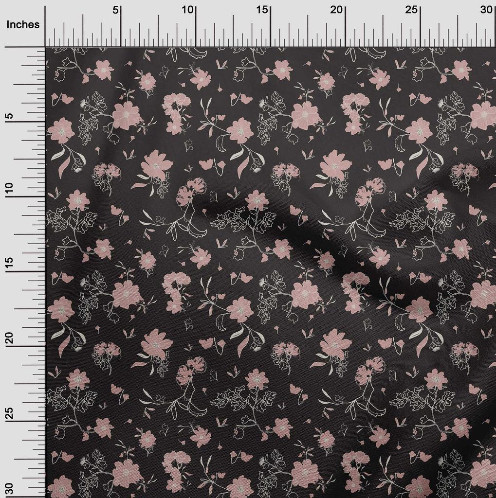 oneOone Cotton Flex Black Fabric Floral & Sewing Fabric By The Yard Printed Diy Clothing Sewing Supplies 40 Inch