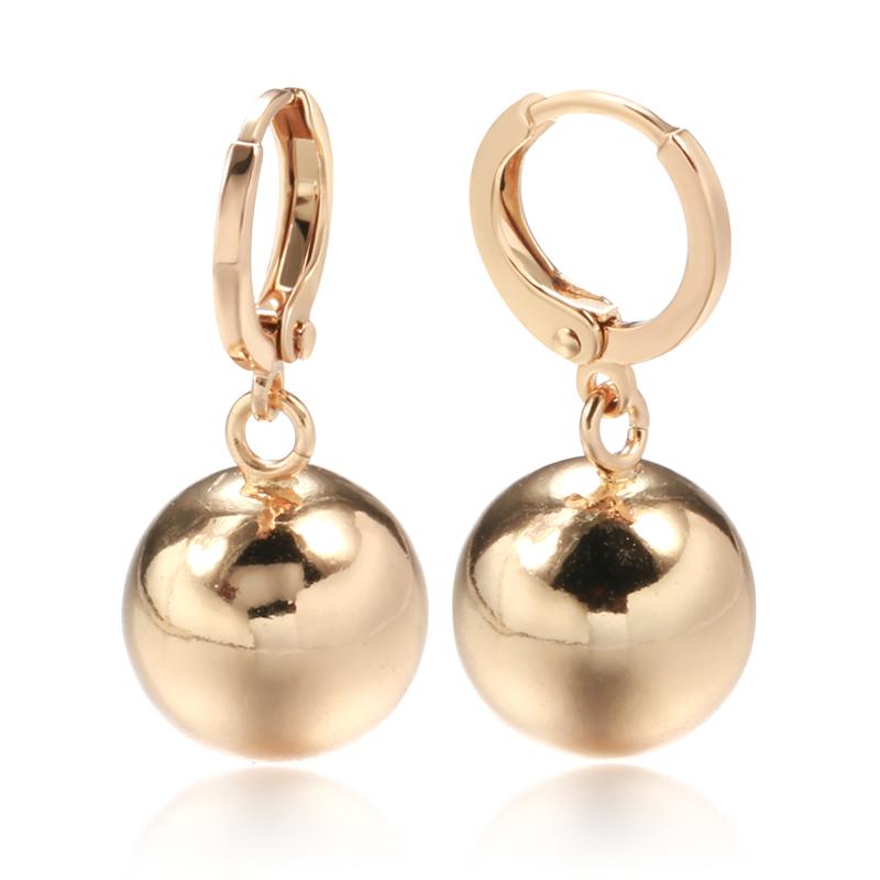 

Simple Glossy Spherical Drop Earrings Rose Gold Color Fashion Wedding Daily Jewelry Fashion Modern Metal Hoop Earrings