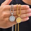 Luxus St. Benediktmedaille Halskette für Männer, Hip Hop Edelstahl Zirkonia Heiliger Benedikt Anhänger Halskette, Religiöser Schmuck