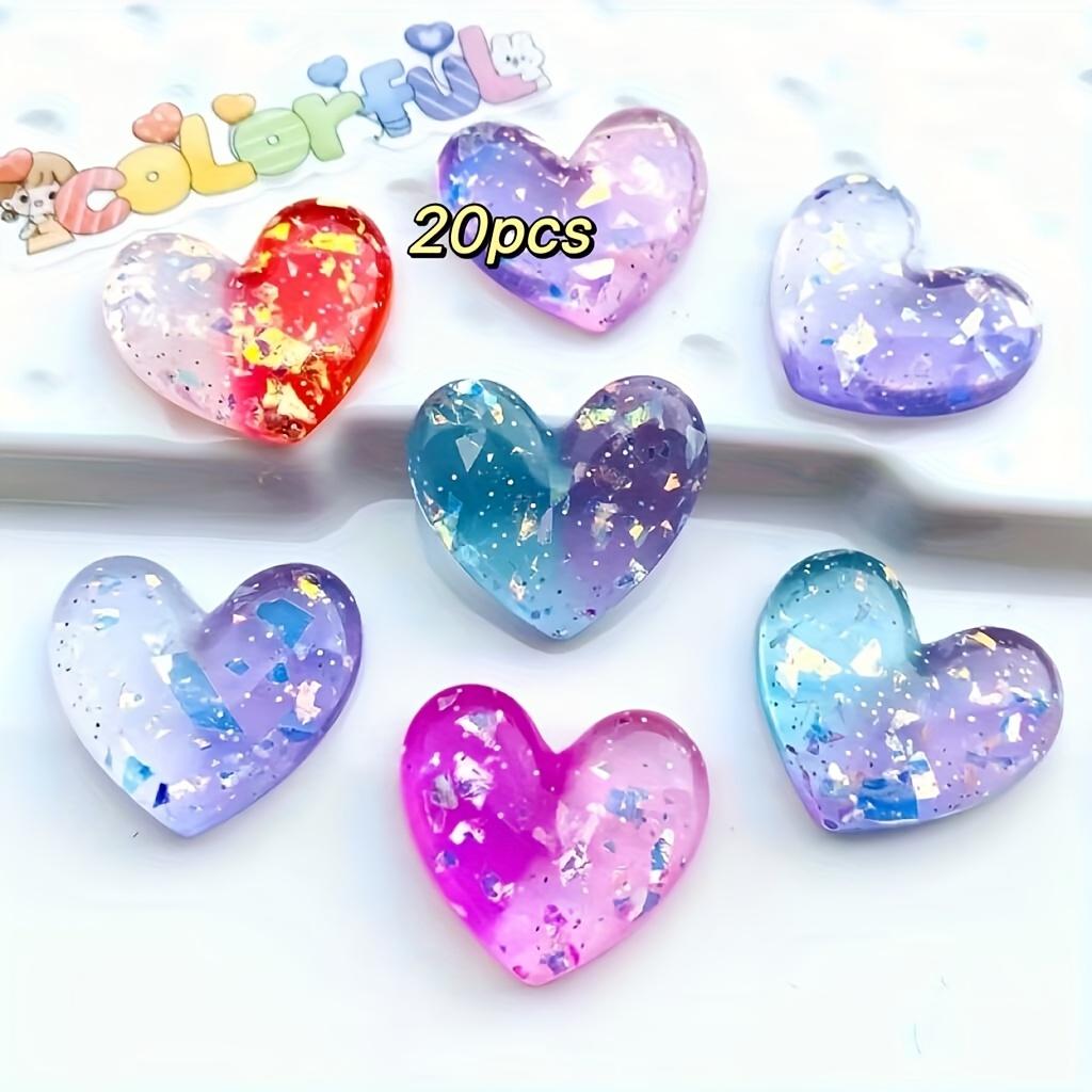 20pcs colored sequin heart-shaped resin pendant for jewelry accessories