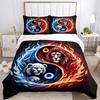 3-teiliges Yin Yang Löwen Muster Bettwäsche-Set, 1* Bettbezug + 2* Kissenbezüge, Bedrucktes Bettwäsche-Set, Weich und Bequem, Geeignet für Schlafzimmer und Gästezimmer