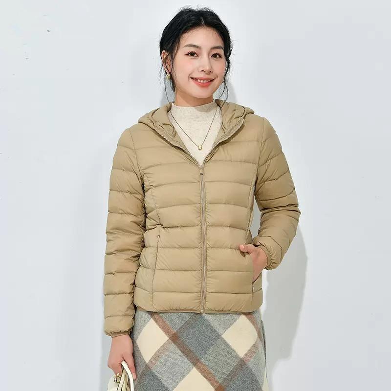 Winter light and thin casual hooded down jacket women's simple short fashion women