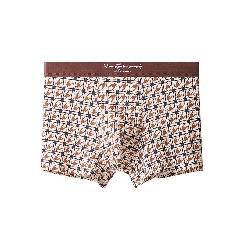 

Men s Spring and Summer New Retro Checkered Pure Cotton Breathable Antibacterial Comfortable Four Corner Underwear L