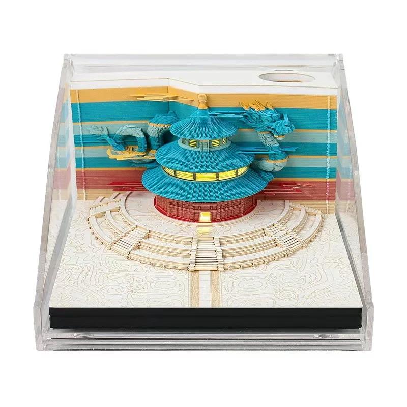 3D Memo Pad Art Fantasy Castle Shaped Desk Calendar Sticky Notes Card Craft Character Silhouette DIY Gift with Light Calendar