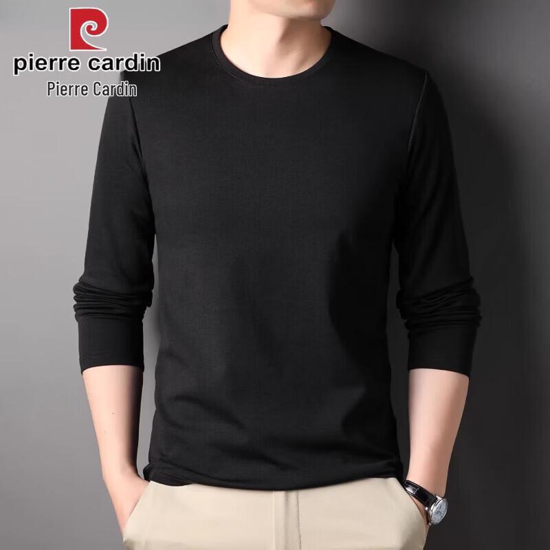 Pierre Cardin Men's Mulberry Silk Blend Long-Sleeve Round-Neck T-Shirt