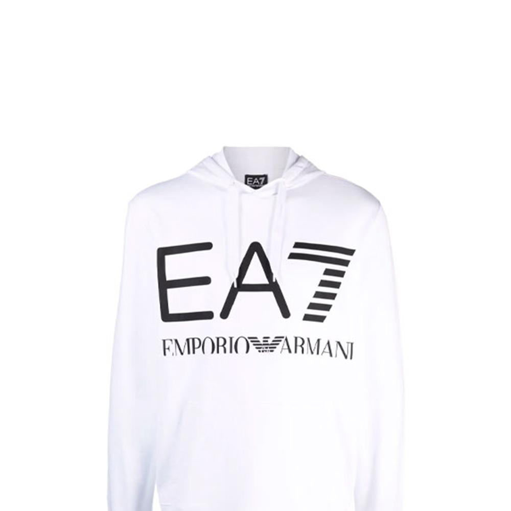 Emporio Armani EA7 Logo Letter Print Hooded Long Sleeve Sweatshirt Men Sweatshirt White 6KPM69-PJBWZ-1100