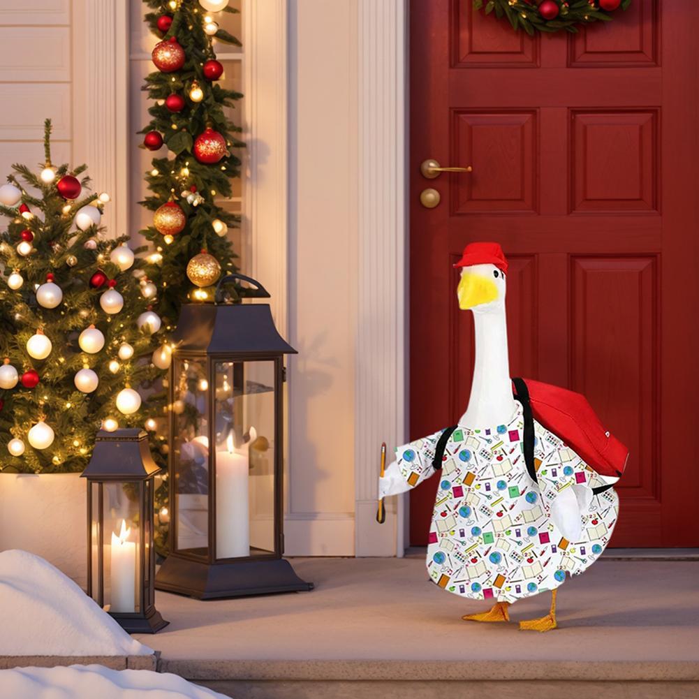 

4 PCs First Day of School Goose Costume Includes Stationery Dress Schoolbag and Hat Goose Outfit for Outdoor Garden Yard Patio China Mainland