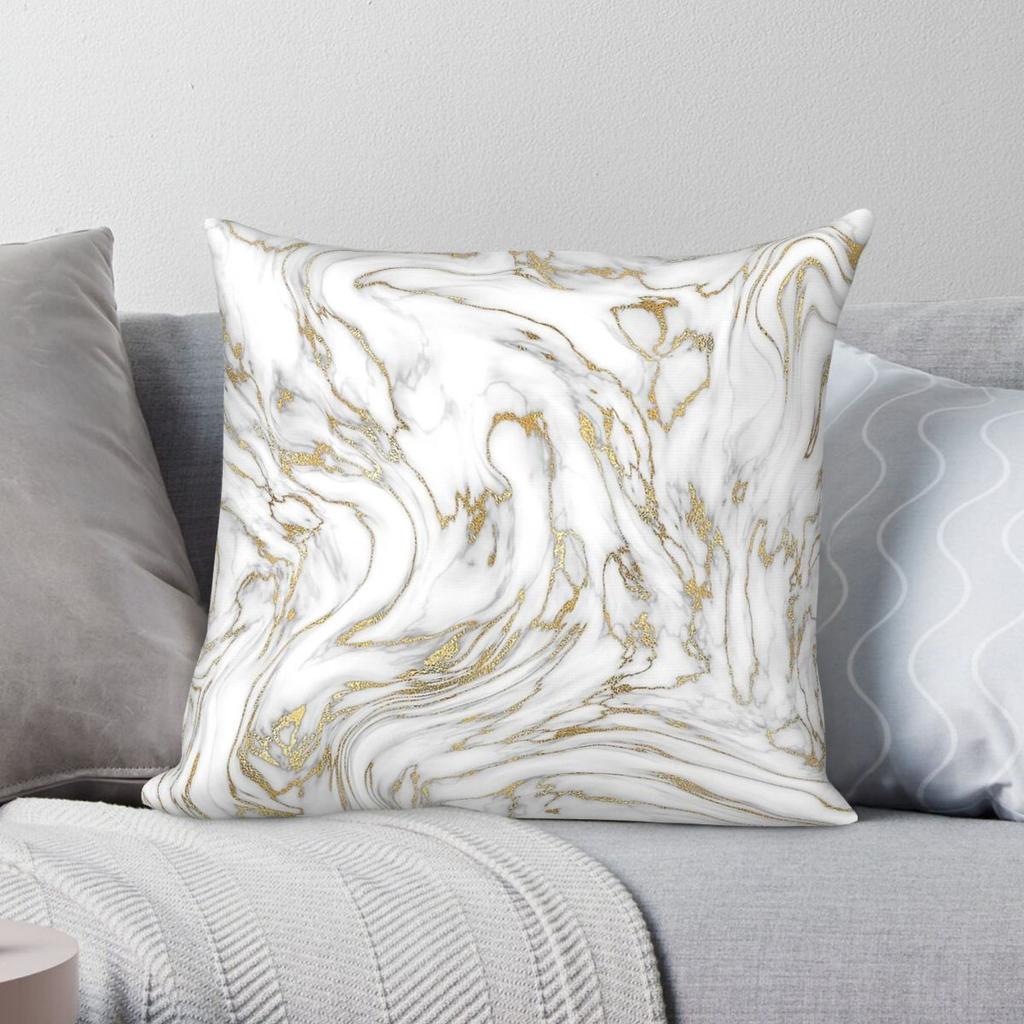 Gold Grey Agate Liquid Marble Pillowcase Polyester Linen Velvet Printed Zip Decorative Throw Pillow Case Room Cushion Cover