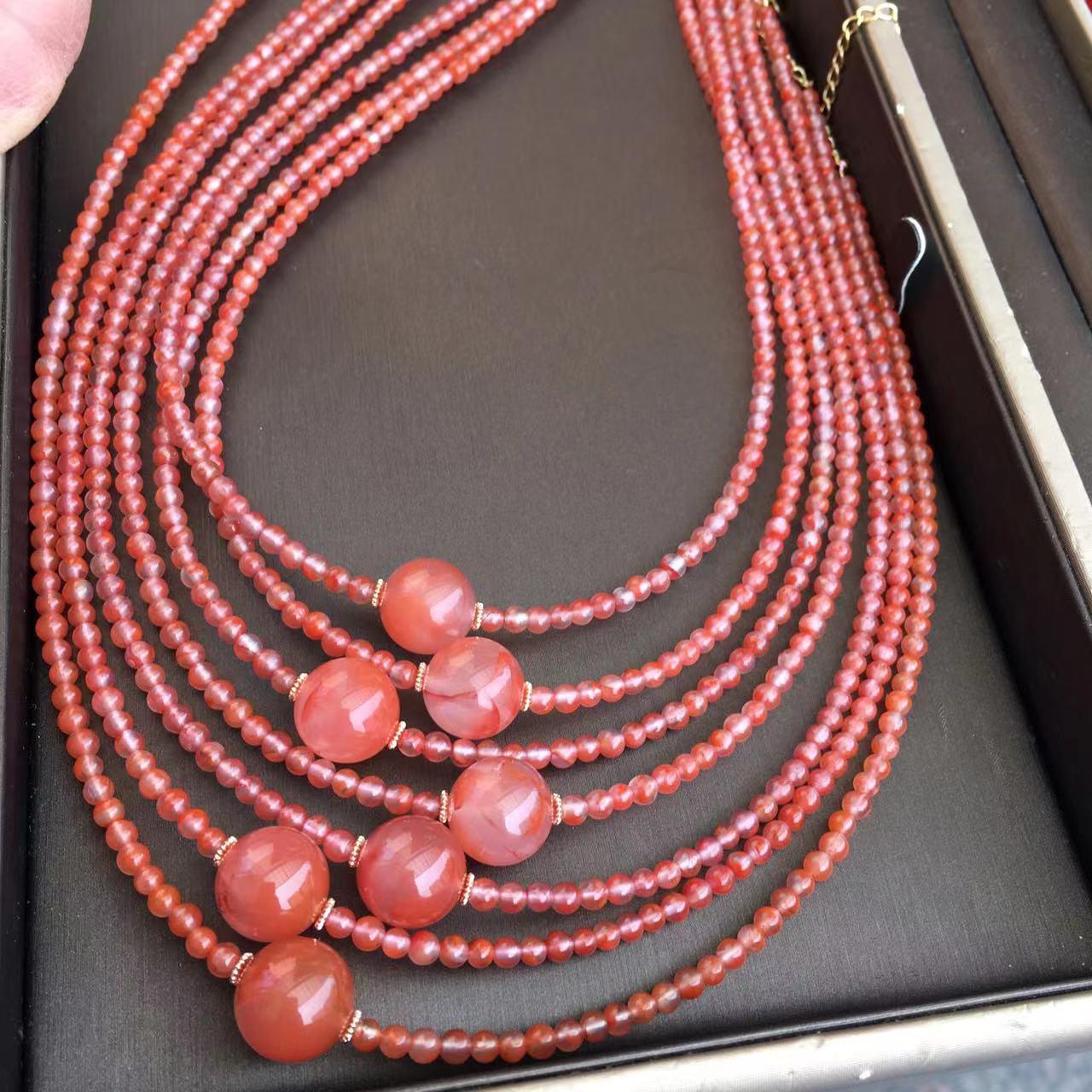 Sichuan Red Agate Clavicle Chain Necklace 3.7~13mm