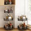 360° Rotation Spice Rack Organizer Non-Skid Base Carbon Steel Rotating Spice Shelf Multi-layer Round Kitchen Storage Rack