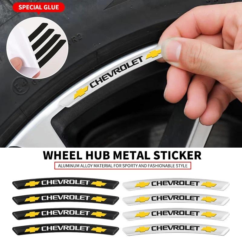 Car Logo Aluminum Stickers Auto Wheel Hub Decoration For Chevrolet Onix Cruze Silverado Impala Equinox Malibu Tahoe Cobalt LC2