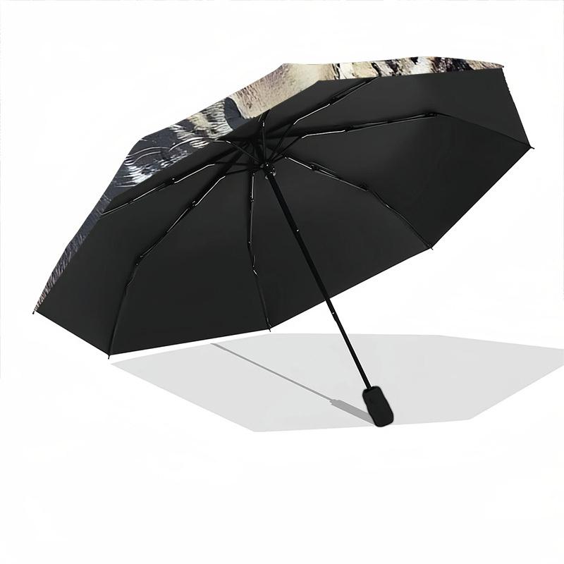 1pc Leopard Print Folding Umbrella | Elegant Design, Fashionable Accessory, Durable Construction, Sturdy Ribs yy251107034