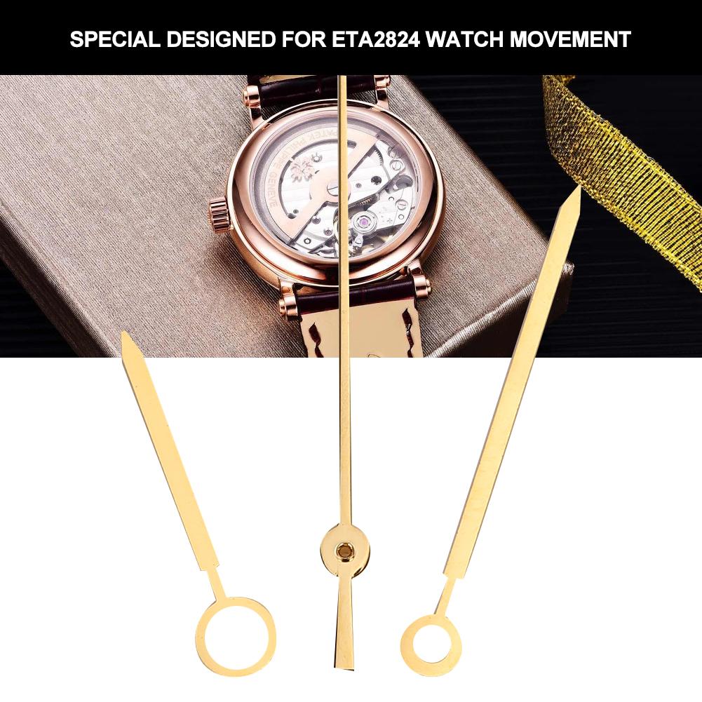 T95 Men Watch Hour Minute Second Hands Watch Needles Fit for ETA2824 MovementGold