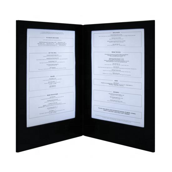 A4 Foldable Rechargeable LED Menu Retroilluminato Restaurant Bar Menu Display Double Page Illuminated LED Menu Cover Holder Book чёрный