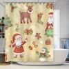 Tu Christmas Shower Curtain Santa Claus Reindeer Snowflakes Holiday Festive Bathroom Decor Waterproof Xmas Pattern Backdrop
