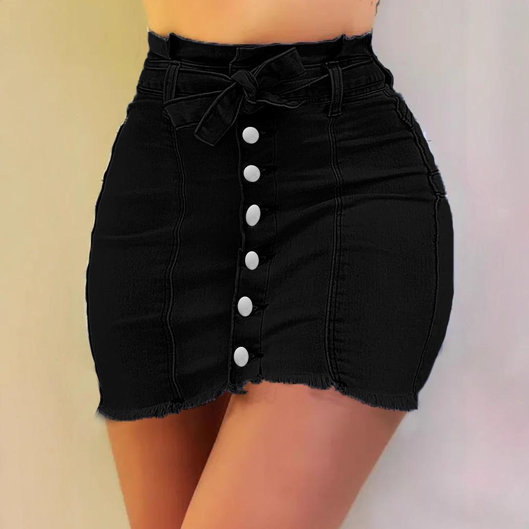 

European & American Women s Denim Skirt S чёрный