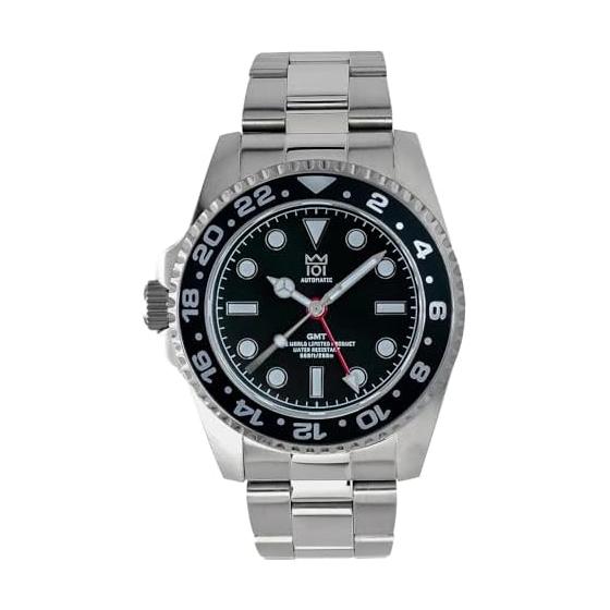 [HYAKUICHI 101] Hyakuichi Model 14L AUTOMATIC GMT DIVER S WATCH Mechanical GMT World Time Left Hand Black Hack Function