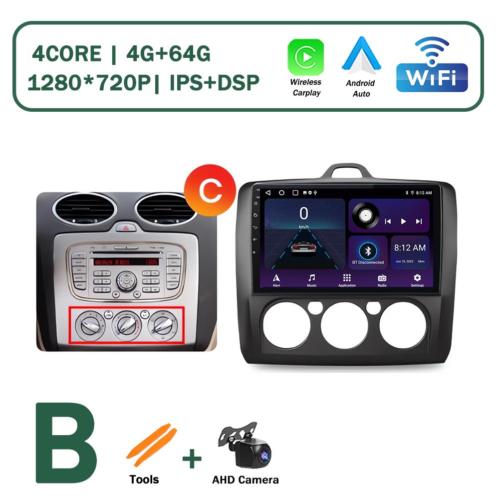 XSW3 9 Inch Wireless CarPlay Android Auto Radio for Ford Focus 2 Mk2 2004 - 2011 Car Multimedia Video Stereo Player GPS WIFI