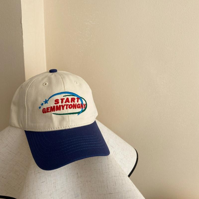 Children's Baseball Cap Ins Embroidered Letters Casual Splicing Contrast Color Boy's Personality Sun Protection Baseball Cap Outdoor Versatile
