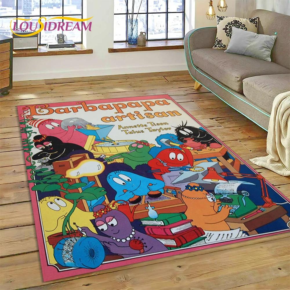 Cartoon Les Barbapapa Family Carpet Rug for Bedroom Living Room Home Sofa Decoration,Children Game Large Decor Floor Mat Gift