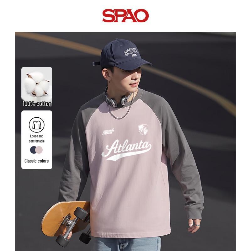 SPAO Men's Colorblock Patchwork Long Sleeve T-Shirt