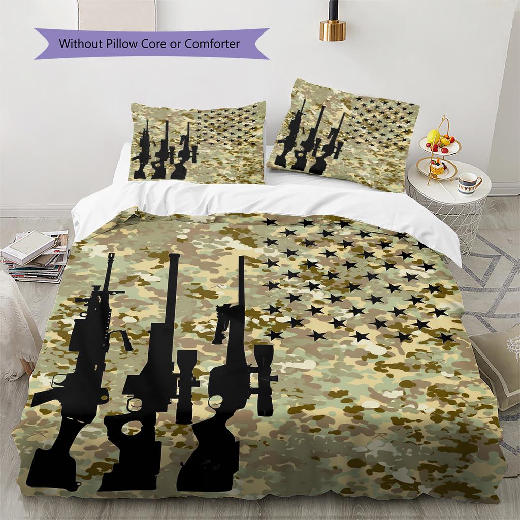 Camouflage Pattern Bedding Quilt Set Quilt Cover Pillowcase Home Decoration Gift (1 * duvet cover + 2 * pillowcase, without core)