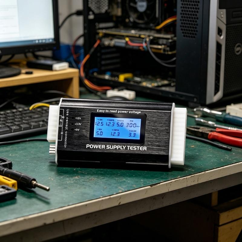 Computer PC Power Supply Tester Connector Power Supply Tester LCD Screen Diagnostic Tester Aluminum Enclosure