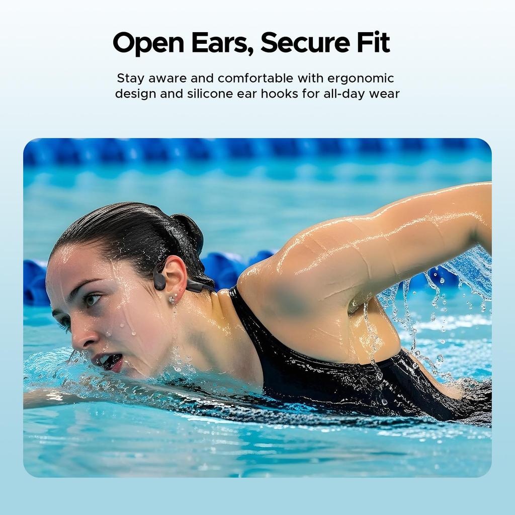 Doogee Auriculares de Conducción Ósea, Impermeables IP68, 7H de Duración de Batería, Auriculares Deportivos de Doble Modo para Nadar, Correr, Ciclismo