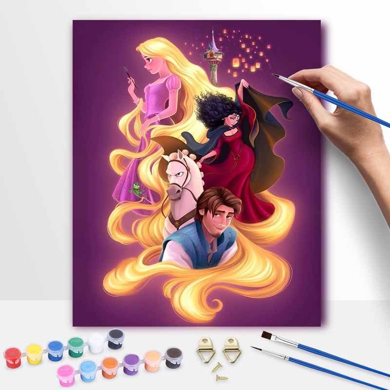 Disney Rapunzel Tangled oil painting art set handmade diy gift home decoration 20x30cm
