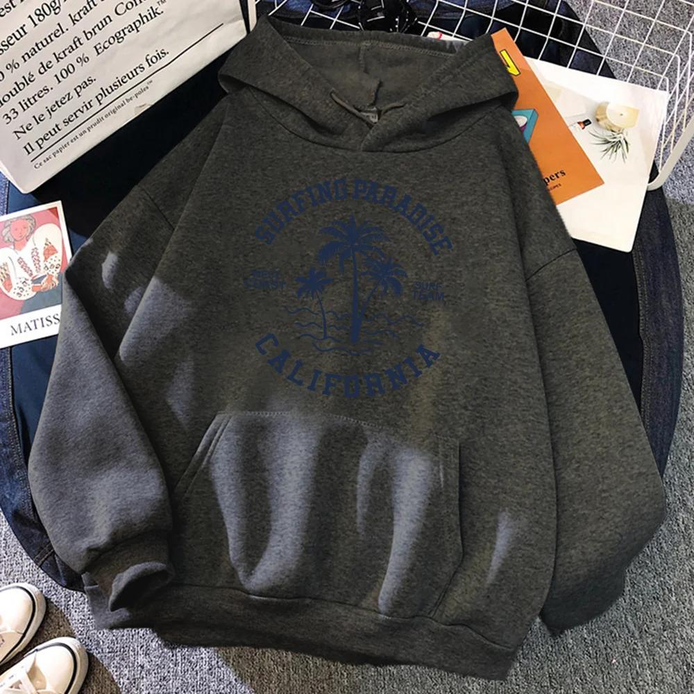 Surfing Paradise West Coast California Sweatshirt Female Hip Hop Hoodie Cartoons Loose Sportswears Autumn Fleece Women Unisex Hoody