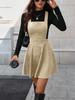 Strap Dress Women Casual Solid Color Corduroy Short  Dresses Elegant Sleeveless  Dress