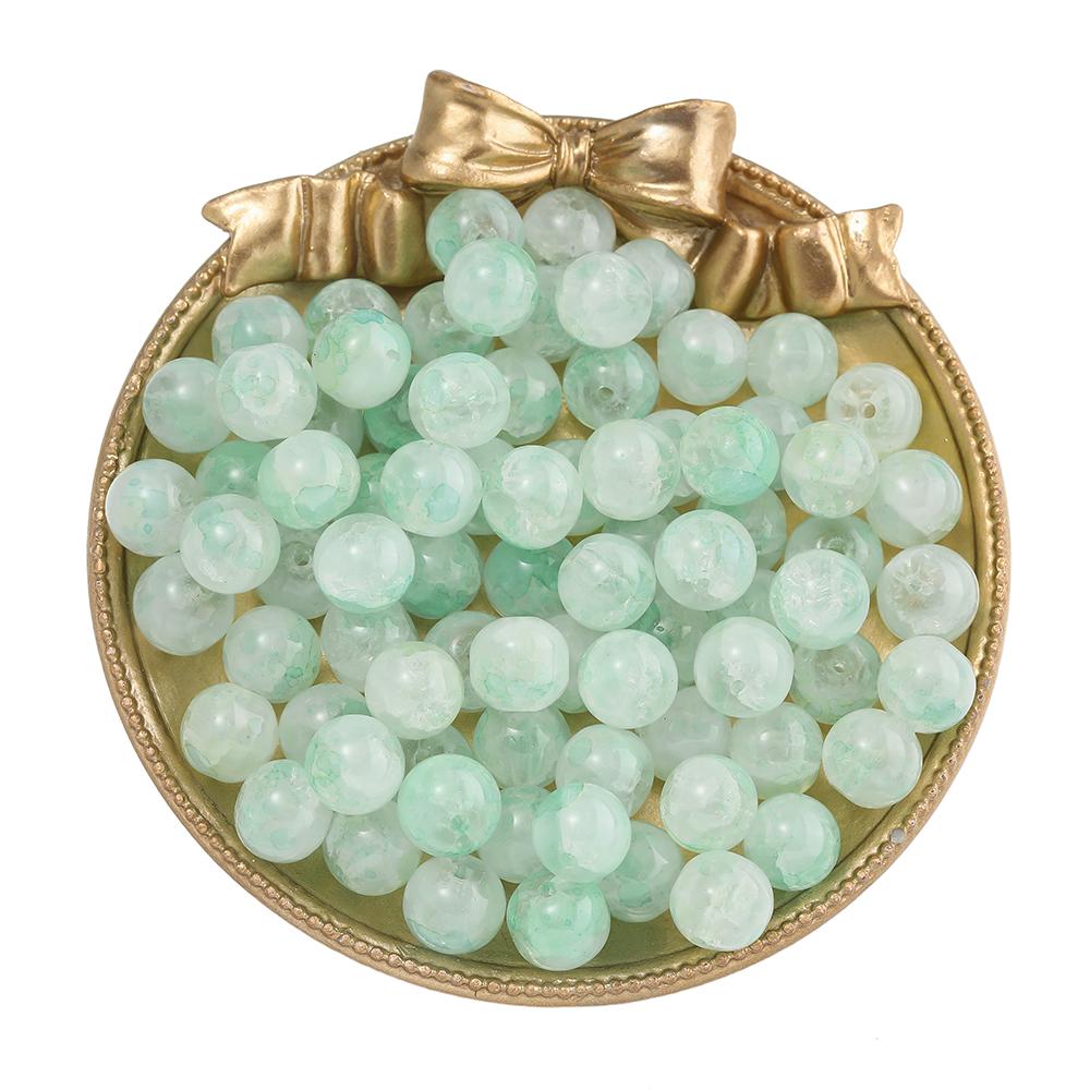 20/50pcs Crackle Flowers Glass Beads 10mm Round Spacer Loose Bead for DIY Bracelet Necklace Jewelry Making Accessories Supplies