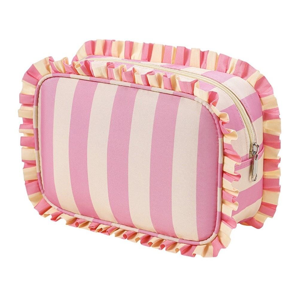 Ruffle Decoration Women's Makeup Case Colorful Travel Zipper Pouch Toiletries Organization