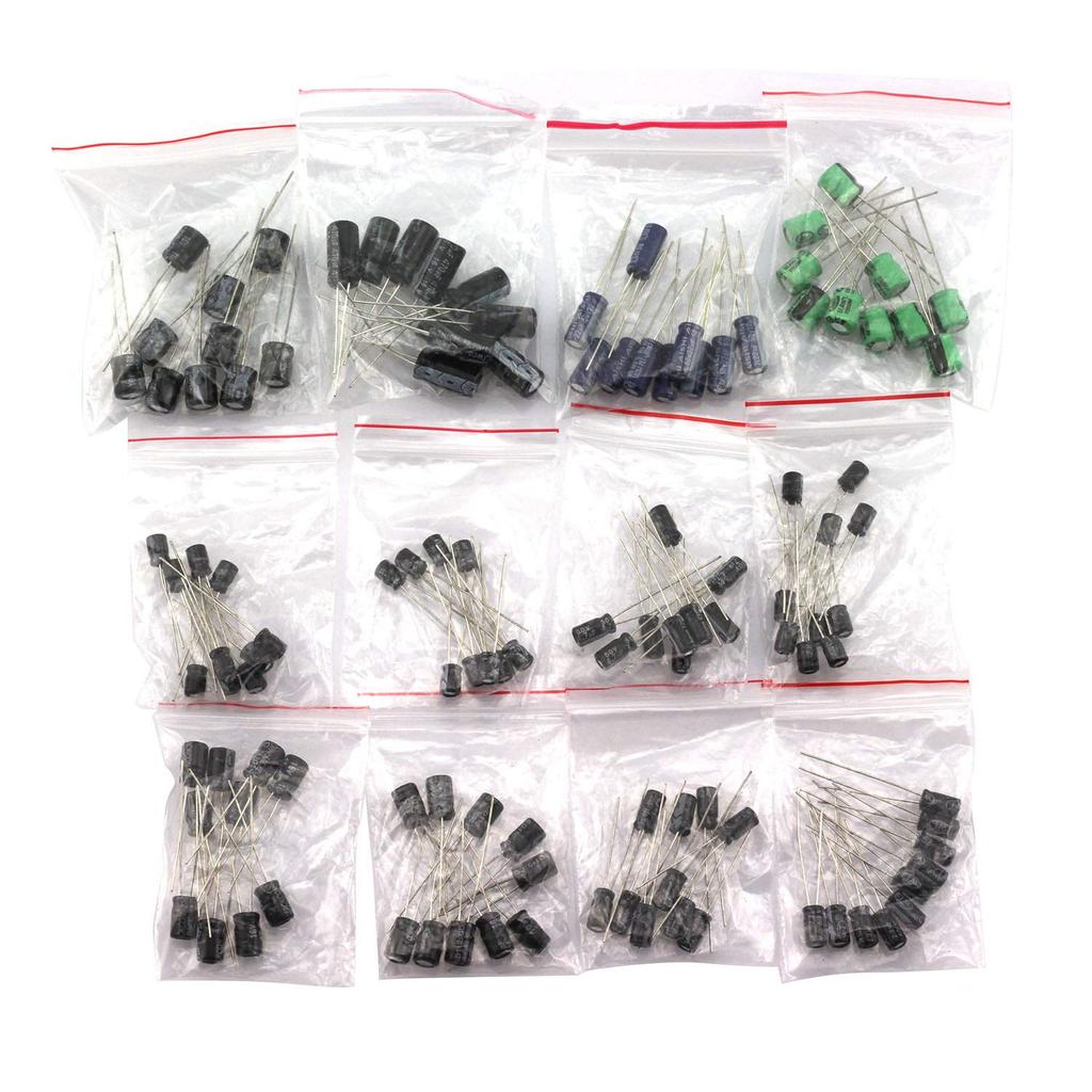 Tegg 120pcs Aluminum Electrolytic Capacitor Assorted Kit 0.22UF-470UF 12 Values Commonly Used Electronic Component DIY Assortment