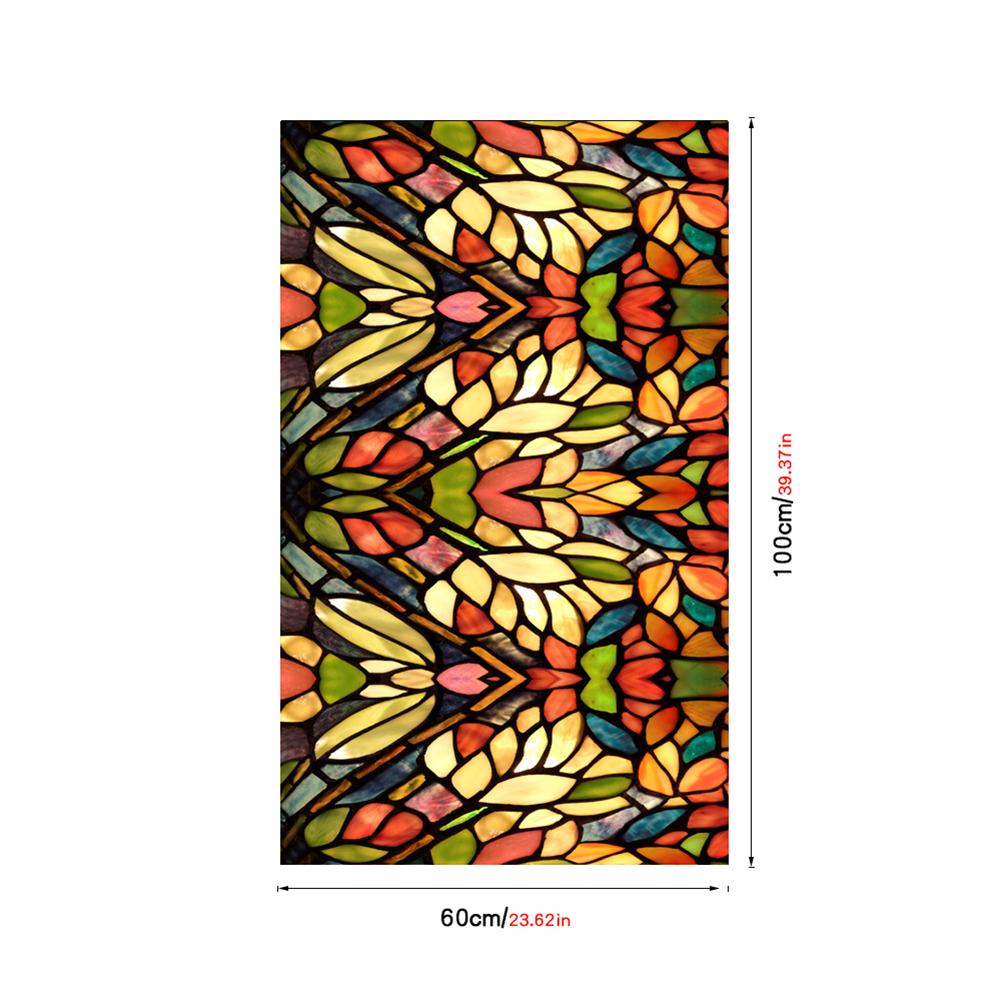 Retro Flower Stained Glass Window Film Removable Bathroom Window Film Window Decals Static Clings