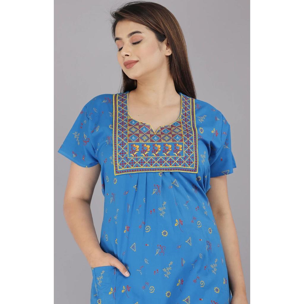 Abito Maxi Casual da Donna Indiana Bellissimo Vestito Notturno in Cotone Stampato Floreale