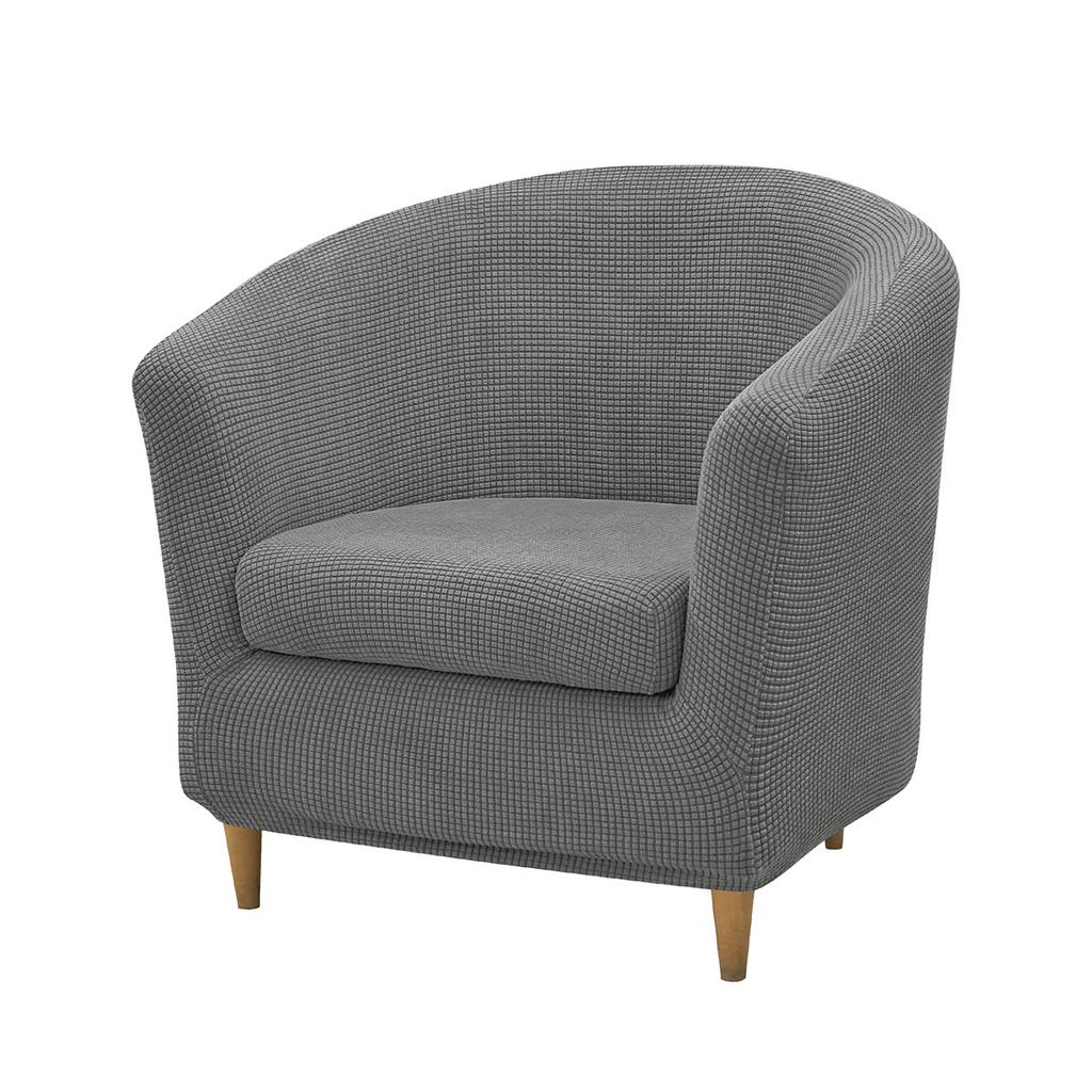 2pcs/set Jacquard Stretch Club Armchair Slipcover 1pc Barrel Tub Sofa Cover + 1pc Polar Fleece Couch Cover Furniture Protector