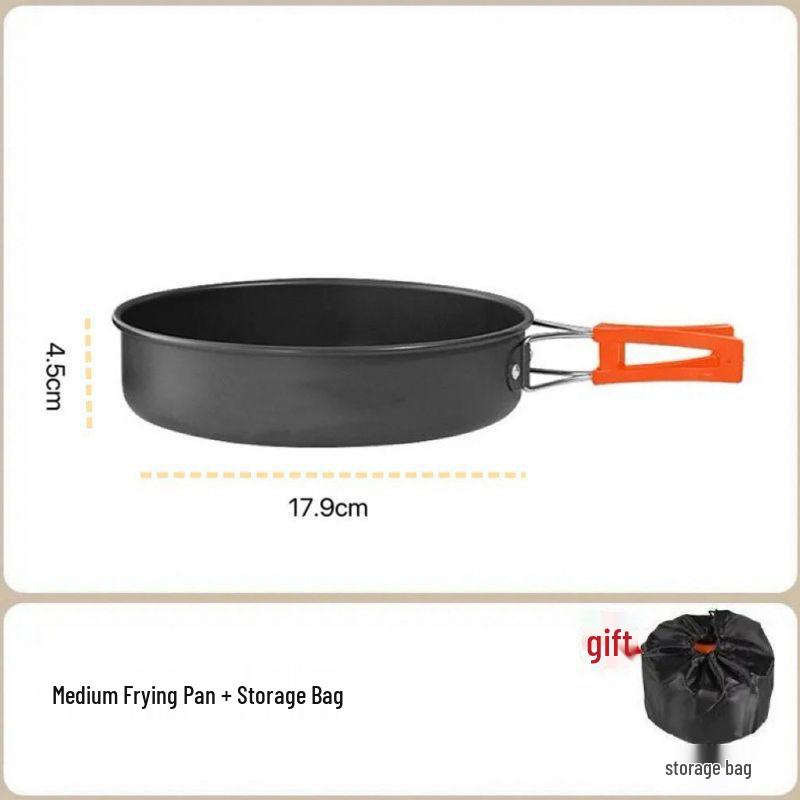 Portable Outdoor Camping Cookware Set with Kettle, Frying Pan, and Tableware Gear