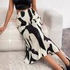 Casual Graphic Print Pleated Long Skirts Women Autumn Fashion Elastic High Waist Geometry Midi Skirt Streetwear